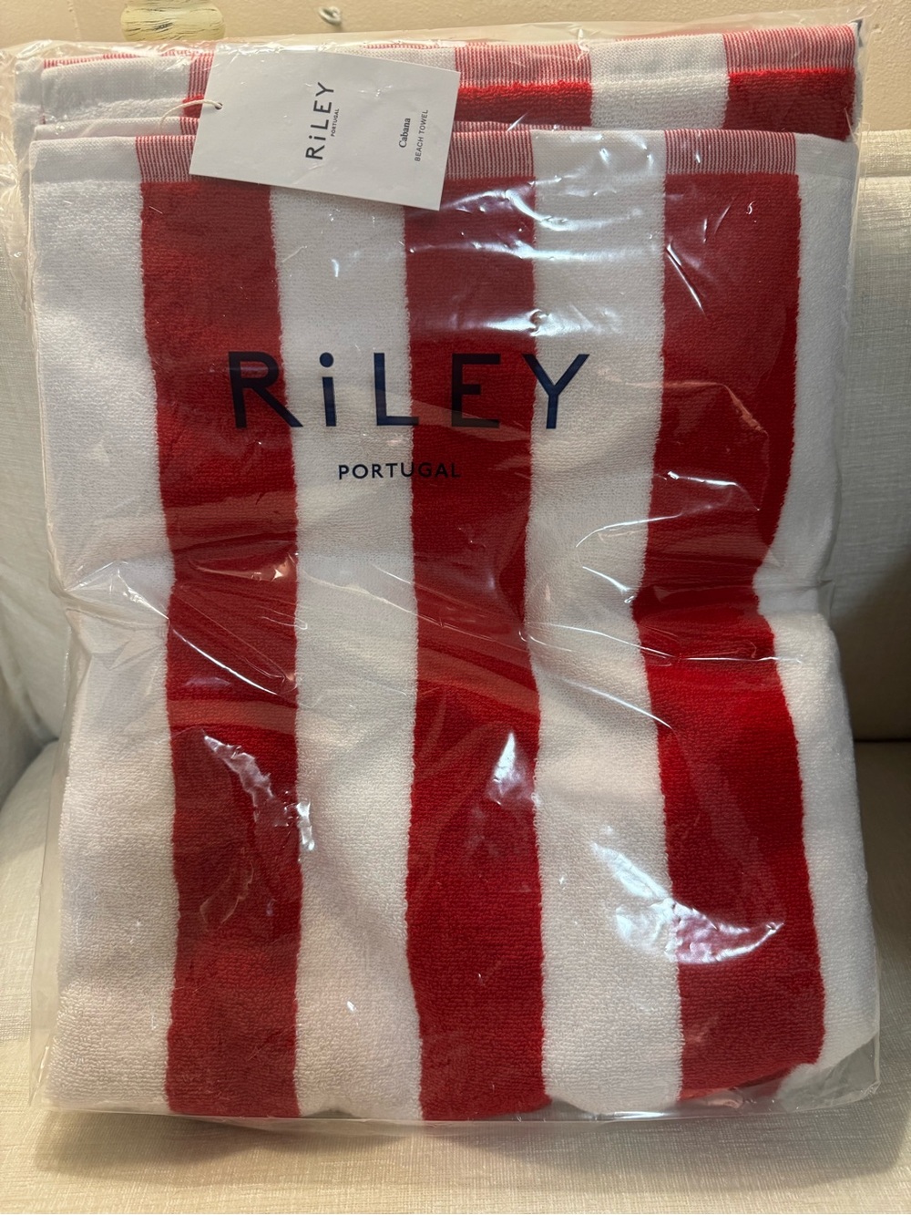 Riley Portugal Red & White Striped Cabana Beach Towel